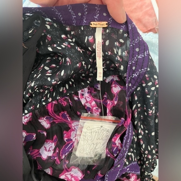 Free People Rosebud print mix mini dress tunic black combo floral - Picture 11 of 11